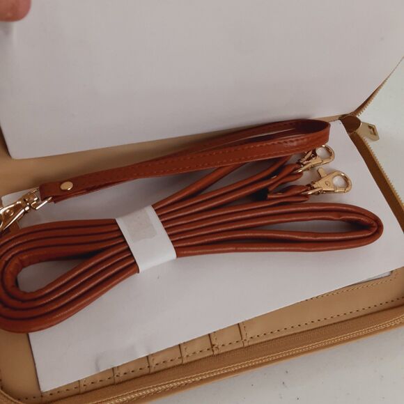 Melodie Cecile M.C. Orange Crossbody Wallet Croc Print Skin Leather Zip Around - Picture 4 of 16